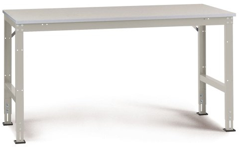 Manuflex Arbeits-Grundtisch UNIVERSAL Standard mit Melaminplatte, BxTxH = 2000x800x760-870 mm