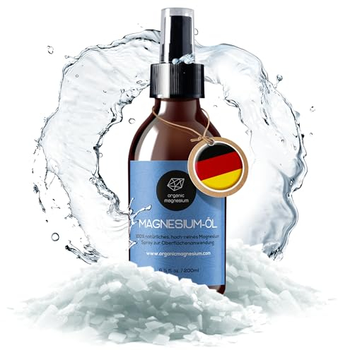 Ultra Pur MagnesiumÖl Spray 200ml - 100% Natürlich Reines Zechstein Öl von Organic Magnesium | Perfekt für Sport & Muskel entspannung| Flüssig MagnesiumChlorid Oil Konzentrat