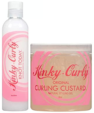 Kinky Curly Knot Today Leave In Conditioner + Curl Custard Gel 8oz Each COMBO
