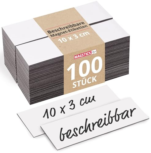 easydruck24de 100 Etichette magnetiche scrivibili MAGSTICK® I 10 x 3 cm I bianche I pellicole magnetiche scrivibili strisce magnetiche scrivibili I mag_174