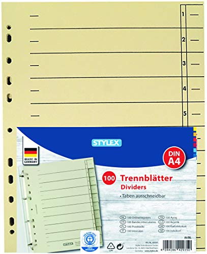 100 Stylex Trennblätter DIN A4 in chamois