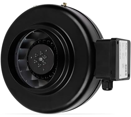 neverest® RV-B Rohrventilator 125mm Profi Ventilator Robust Leistungsstark Radiallüfter 230V/220V mit Stecker 490 m³/h, 65W, 47dB Material Metall