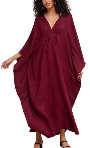 YouKD Damer, sommar, bohemisk lång kaftan, etniskt mönster, maxiklänning, strand, bikini, skydd, solskydd