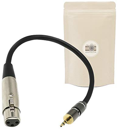 Cavo Adattatore Minijack 3.5mm Maschio Stereo verso spina XLR Femmina con 3 poli - Connettore audio in metallo e ABS resistente - placcato oro 18K- Adaptout marca francese