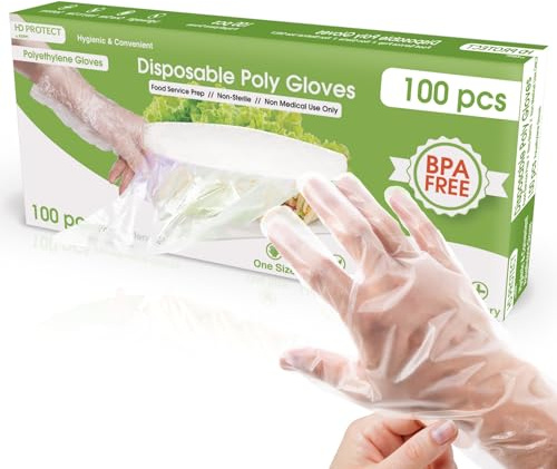 Keppi 100 pcs Disposable Gloves - BPA & Latex Free - Gloves Disposable Latex Free - For Food Handling - Food Safe - For Cooking - Bulk Purchase - Great Fit - Plastic