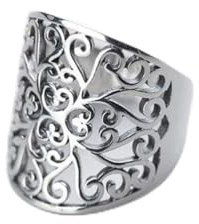 WOZUIMEI S925 Bague en Argent Femme Thaïlandaise Rétro Modèle Ouvert Large Visage Ajustable de Mode