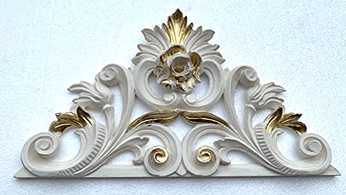 Wandrelief-3D Elfenbein Gold- Rokoko Repro Wanddeko-Barock Ornament Applike 34x21cm Wandbild Gold Deko Türbogen Wandbehang Wandskulptur accessoires C1526 IvoryGold