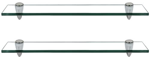 Randaco 2 estantes de cristal transparente con soporte de pared y cristal templado de 8 mm y soporte, perfecto como estante de ducha o baño para baño, cocina, balcón (50 x 10 x 0,8 cm)