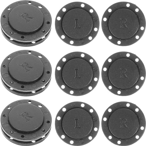 Beavorty Kippschalter Magnetisch zum Annähen Schwarz Durchmesser 26mm 6 Paare Unsichtbare Magnetknöpfe für Mantel Windjacke Handtaschen Lätzchen DIY Nähen Basteln Nähzubehör Druckknöpfe