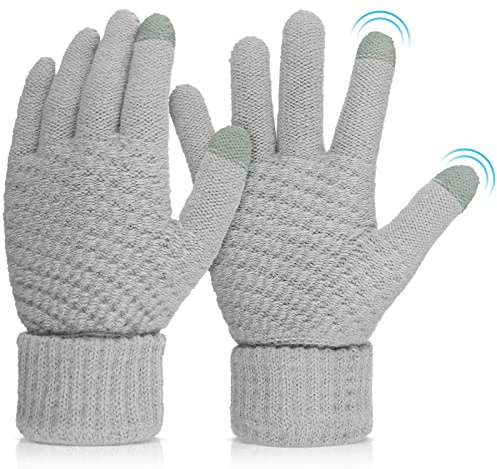 Abeillo Women's Winter Warm Touchscreen Gloves, Thermal Knit Soft Fleece Lined Glove Winter Texting Gloves Elastic Cuff Glove