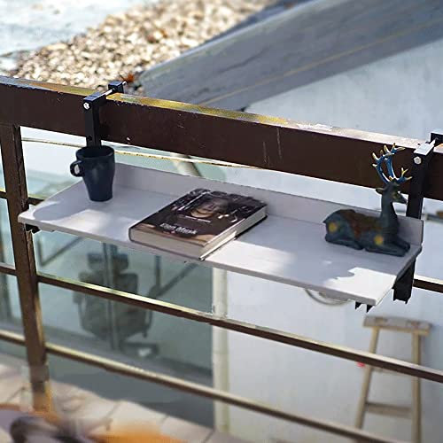 Balkon Tisch hängen,Balkonhängetisch klappbar Balkontisch zum Einhängen Balkon Klapptisch Balkongeländer wetterfest,Hängetisch für Garten,Balkon,Terrasse,80*26cm/31.4*10.2in ( Color : Wit , Size : 80*