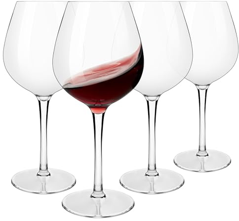 HAHASHOW Tritan Plastica Bicchiere da Vino Calice Rosso 500ml, Set di 4