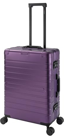 Travelhouse Oslo Aluminium Reisekoffer Lila M-65cm Alu-Hartschalenkoffer Reisetrolley Suitecase Koffer Trolley 2X TSA Zahlenschloss 4 Doppelräder 360° Rollen Vol. 70L
