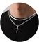 Esmoly Kreuzkette Kreuz Kette Herren Silber Gold Schwarz Halskette Edelstahl Kubanische Kette Geschichtet Kreuz Anhänger Abschluss Geburtstag Geschenke für Männer Junge (Silber 18inch/20inch)