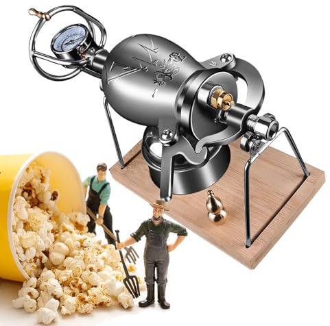 Mini macchina per popcorn a manovella in acciaio inossidabile, macchina per popcorn tradizionale cinese, mini popcorn nostalgico vintage con amplificatore per cereali, macchina per popcorn,328ML