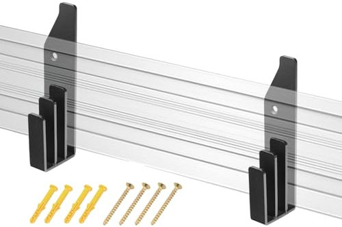 2 Pack Track Saw Guide Rails Holders, Track Mount Storage System Tracksaw Guide Rail Bracker Accessories Circular Saw Guide Hooks - Accommodates 3 Different Rail Sizes