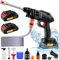 1500W Cordless Pressure Washer, 21V Portable, 870 Psi High Pressure Washer Kit with 2 Nozzles, 2000mAh Battery, 16.4FT Hose for Car & Garden Outdoor Use with Bucket