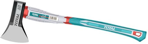 TOTAL - Hache avec Manche en Fibre | Lame en Acier au Carbone | Prise en Main Confortable et Coupe précise | pour Bricolage, Camping et Jardinage | Poids : 1250 g