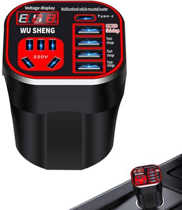 Convertitore Auto | Inverter da Auto Montato a Coppa,Caricabatterie per Cellulari in, Accessori Elettronici per Veicoli, Adattatore Presa Accendisigari Universale