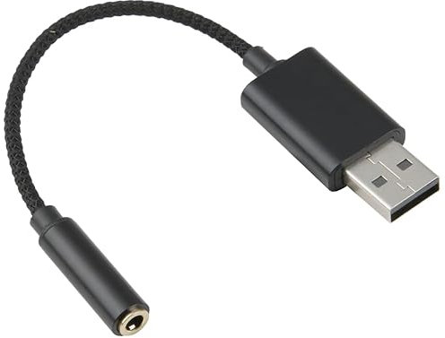 EuAcesry Adaptador USB a Jack 3.5 mm Audio, Tarjeta de Sonido Externa USBA, para Auriculares y Micrófono Compatible con PC, Portátil,Laptop Ordenador, Negro