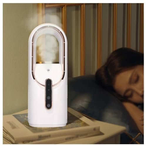 Wizvox Ventilatore A Colonna Aria Fredda, USB Ricaricabile, con Umidificatore AIRE Acondicionado Portatile Spruzzo, Raffreddamento Ventilatore Rinfrescante, per Ufficio E Camera da Letto