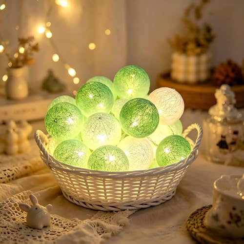 YeahBoom Guirlande Lumineuse Coton Boules Alimenté par Pile,300CM 20LED Guirlande Lumineuse Boule,pour Noël Halloween Anniversaire Mariage Chambre Enfant Fête