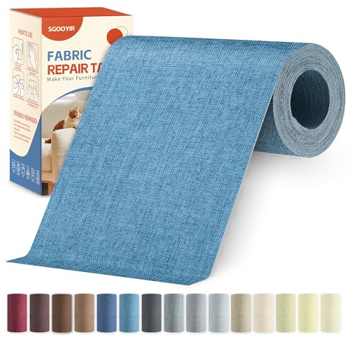 Parche Adhesivo Tela Azul, 10x200cm Tela Adhesiva para Tapizar Autoadhesivo, Kit de Reparación de Parche de Lino Autoadhesivo para Muebles, Toldo, Asientos De Coche, Sillas, SofáS, Cojines