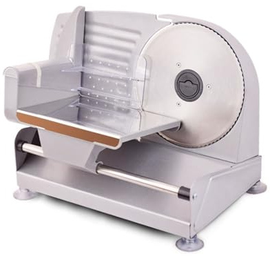 Affettatrice elettrica per carne, affettatrice per alimenti per impieghi gravosi, spessore regolabile da 0 a 15 mm, lama in acciaio inox, taglio universale, seghettata, Ø 190 mm, per carne congelata