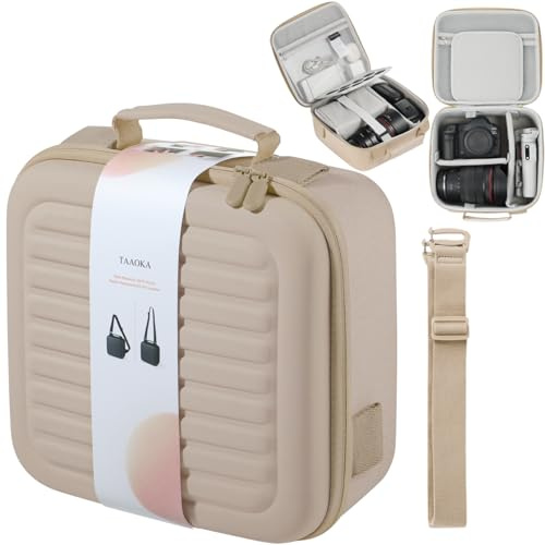 TAAOKA Camera für Canon EOS Rebel 2000D/4000D/1300D/R50/R100/R5/R7/R8/R6 Mark II/250D DSLR-Kamera Hartschalen-Tragekoffer,Schutz-Hülle für Canon EOS-Kamera Objektiv,nur Koffer (Beige)