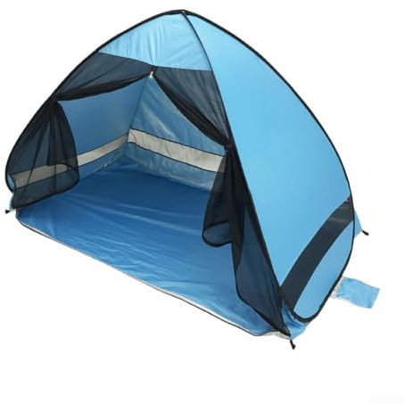 Sombrilla automática para tienda de campaña de playa de apertura rápida para disfrutar de insectos al aire libre (azul poco profundo)