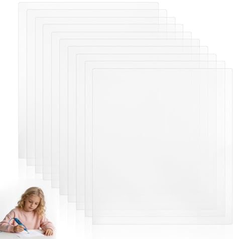 Angoily 10 StüCk 3D-Stift Unterlage Durchsichtig - 20x18cm Transparente Matte FüR 3D-Stift Vorlagen Buch - Anti-Haft PVC Zeichenplatte ZubehöR FüR 3D-Druckstifte Kinder & AnfäNger - Klar
