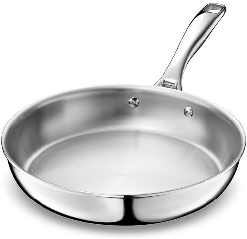 LEGEND COOKWARE 5-Ply Stainless Steel 12-Inch Frying Pan - Induction Compatible, Oven Safe 800°F - Non-Toxic, No Coatings - Even Heating, Won't Warp - Built to Last Generations