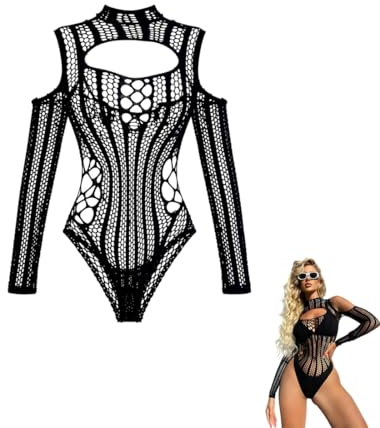 ZWWOGE Body en Résille pour Femmes avec Bordure en Dentelle et Dos Nu - Body Dentelle Élégant pour Tenues Rave et Tenues de Soirée - String Polyvalent à Porter sous les Vêtements