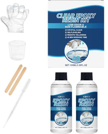 Pruojhw epoxiharts set | Verktygsset för tydliga resultat med epoxiharts | hantverk epoxiharts – för nybörjare, vänner, män, kvinnor, smyckesformer, underlägg, bordsskivor,