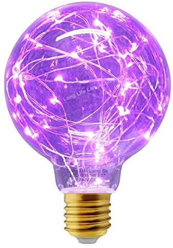 Long Life Lamp Company 1w G95 Globe LED Industrial Decorative Light Bulb Coloured Fairy String Filament E27 (Purple)