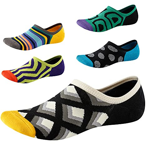 No Show Socks for Men & Women, Low Cut with Non-Slip Heel Grip, 5 Pairs