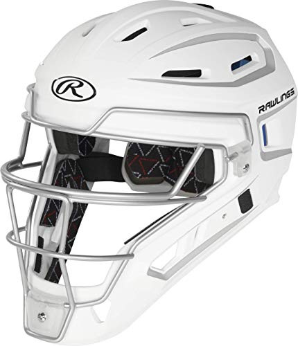Rawlings | VELO 2.0 Catcher's Helmet | Baseball | Junior (6 1/2 - 7) | White/Silver
