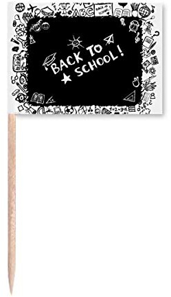 Blackboard Graffiti School Style Outline Toothpick Flags Marker Topper Party Decoration