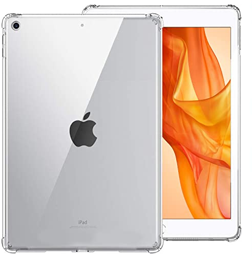 PURE HITECH Silicone Gel Bumper Case for Apple iPad 10.2 2019/2020/2021 (7th/8th/9th) Generations - Slim Back Shell Soft Transparent Cover