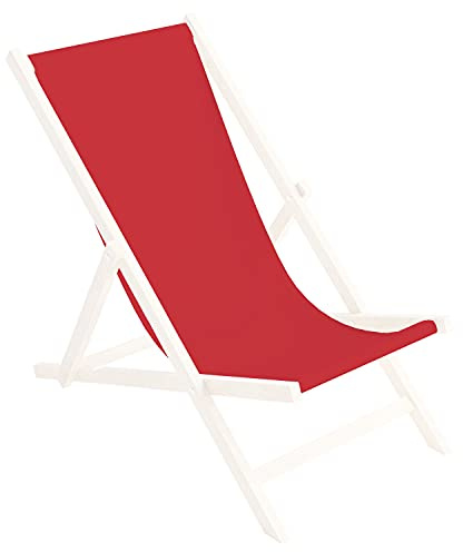 Ferocity Ersatz-Stoffbezug 131x44 cm Wechselbarer Liegestuhl Stoffbezug 100% Polyester für Holz-Liegestuhl Klappliegestuhl Farbe Rot [119]