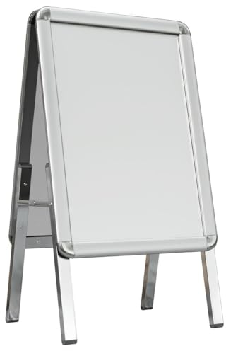 GGMMÖBEL AUSTIN | Plakatständer | A2 | Silber | Classic | Doppelseitig | Kunden Stopper Werbe Tafel Aufsteller Gehweg Träger