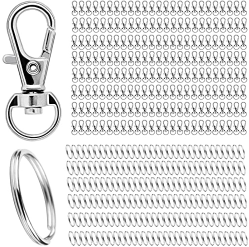 Anillas Llaveros 400pcs Mosqueton Llavero pequeños, Argollas para llaveros Desmontable Clave Para Llavero Giratoria Clave Cierres，Arandelas Llaverollavero Diy(Plateado)