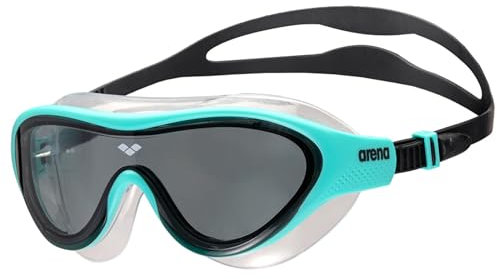 ARENA Uni Youth The One Junior Schwimmmaske, Fitness-Schwimmbrille für Jungen und Mädchen im Alter von 6 bis 12 Jahren, spiegelfreie Gläser, perfekt für Sommerpool, dunkles Rauch/Wasser/Schwarz