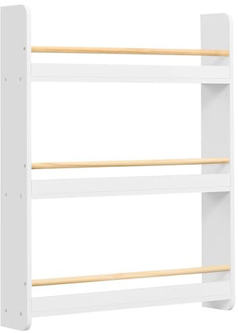 SONGMICS Bücherregal Kinder, Kinderregal mit 3 Ebenen, Spielzeugregal, Wandregal, für Kinderzimmer, Spielzimmer, weiß-naturfarben GKR013W02