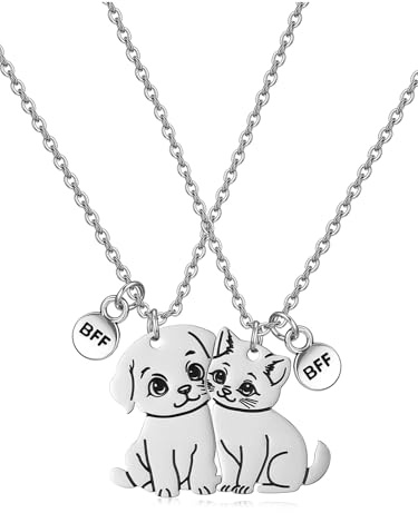 JOVIVI Collana dell'amicizia BFF per 2 ragazze, collane migliori amiche, gioielli carini a forma di gatto per donne, divertenti regali di compleanno, Natale, laurea per le migliori amiche, gioielli