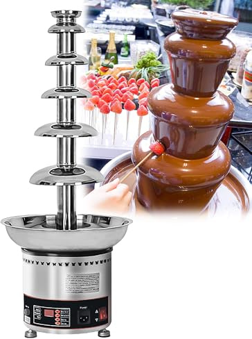 Fontana di Cioccolato Professionale 4/5/6/7 Livelli - Scaldafonduta Elettrico con Temperatura Regolabile per Cioccolato, Formaggio, Caramello - Per Buffet Matrimonio, Catering e Feste 4 layers