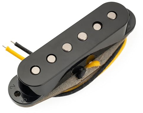 Musiclily Pro ST-FAT60S Staggered Alnico 2 Single Coil Middle Pickup Black | for Strat Style Electric Guitar