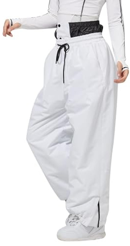 Generisch Pantalones de esquí para mujer, con tirantes, impermeables, resistentes al viento, para exteriores, cálidos, holgados, de gran tamaño, cintura elástica, pantalones de esquí de fondo