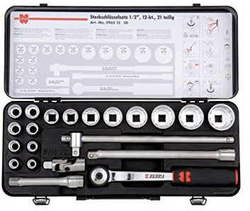 WÜRTH 1/2 Zoll Steckschlüssel-Sortiment, 12-kant 21-tlg.