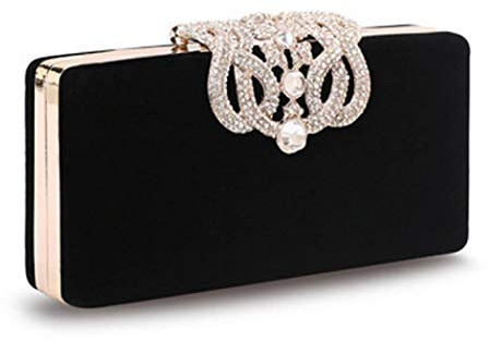 LIRENSHIGE Evening Bag,Womens Crystal Diamante Clutch Bag Ladies Bridal Wedding Party Purse Handbag,Sparkly Clutch Bag Beaded for Bridal Party Prom Wedding (Black)
